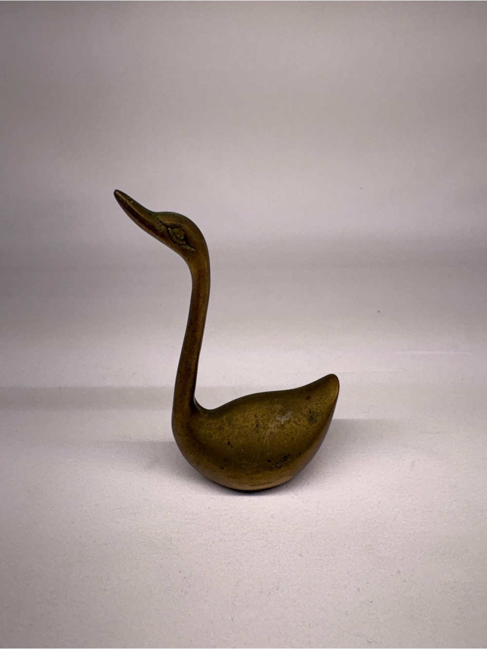 Vintage Solid Brass Swan Figurine Mid Century Modern Boho Paperweight Decor